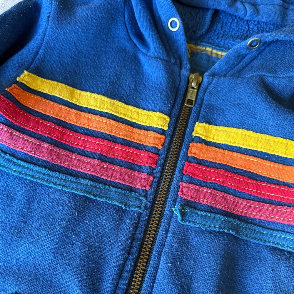 Aviator Nation Kids Blue Joggers with Smiley Face and Stripped Blue Hoodie Set - Picture 7 of 16